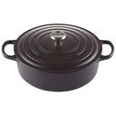 LE CREUSET Signature - Gourmet-Bräter rund mit schwarzer Innenemaille aus Gusseisen,Satin Black, 30cm/6.2L (21179300000430)
