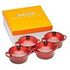 LE CREUSET 4er-Set Mini Cocottes aus Steinzeug, Kirschrot, 10cm/0.25L (79212100600100)