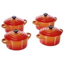 LE CREUSET Stoneware Set of 4 Petite Casseroles, Oven Red, 10cm/0.25L (79212100900100)