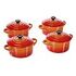 LE CREUSET Stoneware Set of 4 Petite Casseroles, Oven Red, 10cm/0.25L (79212100900100)