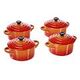 LE CREUSET 4er-Set Mini Cocottes aus Steinzeug, Ofenrot, 10cm/0.25L (79212100900100)
