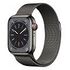 APPLE Watch Series 8 GPS + Cellular, 45mm Edelstahlgehäuse, Graphit mit Milanaise Armband (MNKX3FD/A)