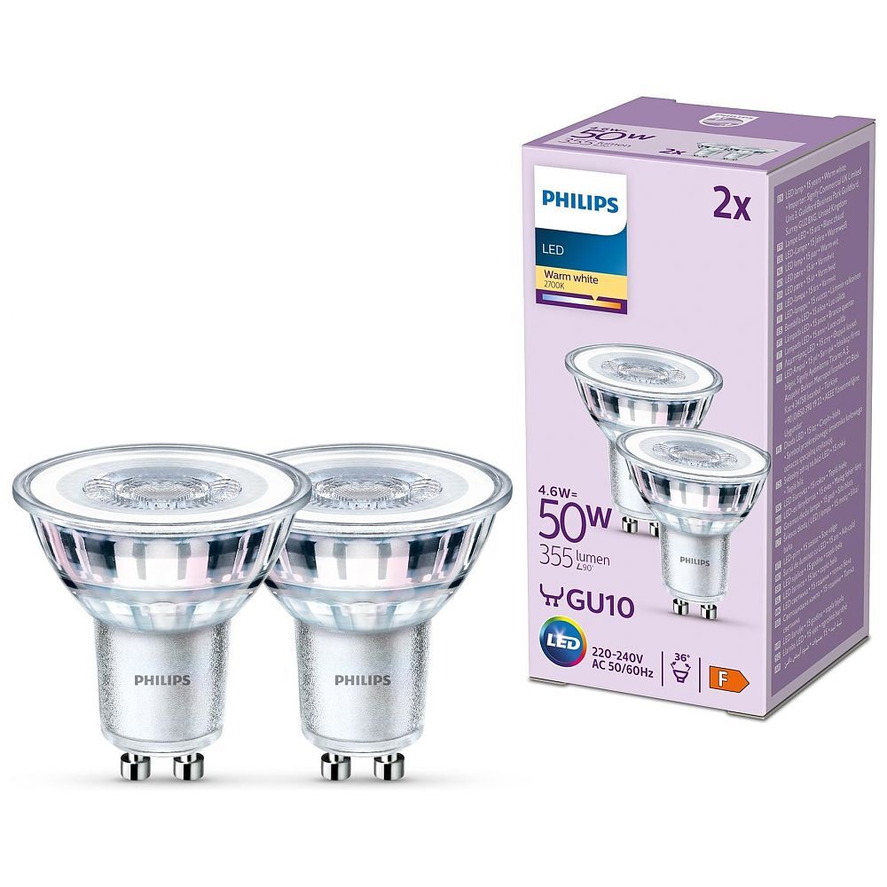 PHILIPS LED Spot - 2er-Pack 2x GU10 / 4.6W 2700K (929001215292)
