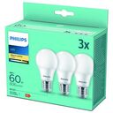 PHILIPS LED Lampe Classic 60W - 3er-Pack, 3x E27 / 8W, 2700K (929002306203)