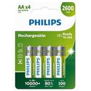 PHILIPS Rechargeable R6B4B260, 2600mAh, 4-Pack (AA)
