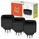 HOMBLI Smart Swiss Socket Promo Pack 2+1, Schwarz (HBPP-0200)