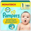 PAMPERS Premium Protection Einwegwindeln Monatsbox, Grösse 1 (2-5 kg), 180 Stück