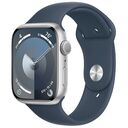 APPLE Watch Series 9 GPS, 45mm Aluminium Case, Silver with Sport Band M/L, Storm Blue (MR9E3QF/A)