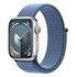 APPLE Watch Series 9 GPS, 41mm Aluminiumgehäuse, Silber mit Sport Loop, Winterblau (MR923QF/A)