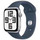 APPLE Watch SE (2. Generation) GPS, 44mm Aluminiumgehäuse, Silber mit Sportarmband M/L, Sturmblau (MREE3QF/A)