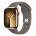 APPLE Watch Series 9 GPS + Cellular, 45mm Edelstahlgehäuse, Gold mit Sportarmband, Tonbraun, S/M (MRMR3QF/A)