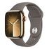 APPLE Watch Series 9 GPS + Cellular, 41mm Edelstahlgehäuse, Gold mit Sportarmband, Tonbraun, S/M (MRJ53QF/A)