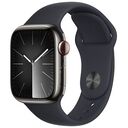 APPLE Watch Series 9 GPS + Cellular, 41mm Edelstahlgehäuse, Graphit mit Sportarmband, Mitternacht, S/M (MRJ83QF/A)