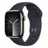 APPLE Watch Series 9 GPS + Cellular, 41mm Edelstahlgehäuse, Graphit mit Sportarmband, Mitternacht, M/L (MRJ93QF/A)