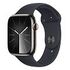 APPLE Watch Series 9 GPS + Cellular, 45mm Edelstahlgehäuse, Graphit mit Sportarmband, Mitternacht, M/L (MRMW3QF/A)