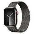 APPLE Watch Series 9 GPS + Cellular, 41mm Edelstahlgehäuse, Graphit mit Milanaise Armband, Graphit (MRJA3QF/A)