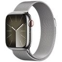 APPLE Watch Series 9 GPS + Cellular, 41mm Edelstahlgehäuse, Silber mit Milanaise Armband, Silber (MRJ43QF/A)