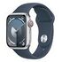 APPLE Watch Series 9 GPS + Cellular, 41mm Aluminiumgehäuse, Silber mit Sportarmband, Sturmblau S/M (MRHV3QF/A)