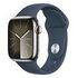 APPLE Watch Series 9 GPS + Cellular, 41mm Edelstahlgehäuse, Silber mit Sportarmband, Sturmblau S/M (MRJ23QF/A)