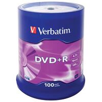 VERBATIM DVD+R 4.7GB (120min), 100 pieces (43551)