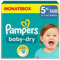 PAMPERS Baby Dry Einwegwindeln, Grösse 5+ (12-17 kg), 168 Stück