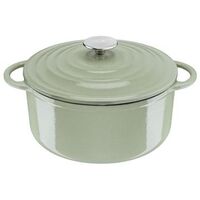 TEFAL LOV Cast Iron Cooking Pot with Lid, 25cm, Light Green (E2580404)