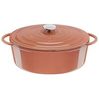 TEFAL LOV Cast Iron Oval Stewpot with Lid, 34cm, Terracotta (E2600604)