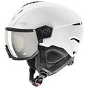 UVEX Instinct Visor Skihelm, L (59 - 61 cm), White/Black Matt + Mirror Silver