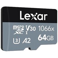 LEXAR Professional 1066x Silver Series microSDXC Card, UHS-I, 64GB (LMS1066064G-BNANG)