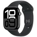 APPLE Watch Series 10 GPS, 46mm Aluminiumgehäuse, Diamantschwarz mit Sportarmband M/L, Schwarz (MWWQ3QF/A)
