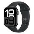 APPLE Watch Series 10 GPS, 46mm Aluminiumgehäuse, Diamantschwarz mit Sportarmband S/M, Schwarz (MWWP3QF/A)