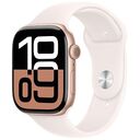 APPLE Watch Series 10 GPS, 46mm Aluminiumgehäuse, Roségold mit Sportarmband M/L, Blassrosa (MWWU3QF/A)