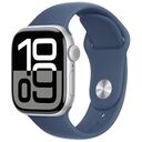 APPLE Watch Series 10 GPS + Cellular, 42mm Aluminiumgehäuse, Silber mit Sportarmband S/M, Denim (MWX33QF/A)