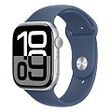 APPLE Watch Series 10 GPS + Cellular, 46mm Aluminiumgehäuse, Silber mit Sportarmband S/M, Denim (MWY03QF/A)