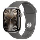 APPLE Watch Series 10 GPS + Cellular, 42mm Titangehäuse, Natur mit Sportarmband M/L, Steingrau (MWXE3QF/A)