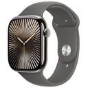 APPLE Watch Series 10 GPS + Cellular, 46mm Titangehäuse, Natur mit Sportarmband S/M, Steingrau (MWY93QF/A)