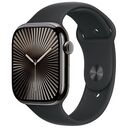 APPLE Watch Series 10 GPS + Cellular, 46mm Titangehäuse, Schiefer mit Sportarmband S/M, Schwarz (MWYD3QF/A)