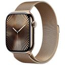 APPLE Watch Series 10 GPS + Cellular, 46mm Titangehäuse, Gold mit Milanaise Armband S/M (MC7T4QF/A)
