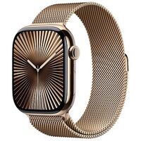 APPLE Watch Series 10 GPS + Cellular, 46mm Titangehäuse, Gold mit Milanaise Armband S/M (MC7T4QF/A)