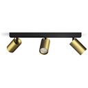 PHILIPS Idris Decken-/Wandleuchte LED Spotlight 3er-Spot, Schwarz / Messing (8720169299214)