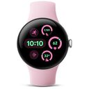 GOOGLE Pixel Watch 3 Wifi, 41mm Aluminium Case, Polished Silver with Sport Band Rose Quartz