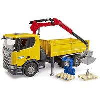 BRUDER Scania Super 560R Baustellen-LKW mit Kran und 2 Paletten (03551)