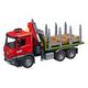 BRUDER MB Arocs Holztransport LKW mit Ladekran, Greifer und 3 Baumstämmen (03669)