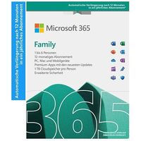 MICROSOFT 365 Family, 1 Year Subscription, Automatic Renewal, Windows / Mac / Android, German