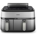 PHILIPS Steam Airfryer Dual Basket 5000 Series, Schwarz / Silber, CH-Version (NA555/09)