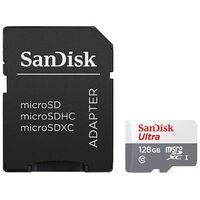 SANDISK Ultra microSDXC Card R100 with Adapter, UHS-I, Class 10, 128GB (SDSQUNR-128G-GN3MA)