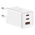 BASEUS GaN5 3 Ports Pro Fast Charger, 65W, White (CCGP120202)