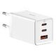 BASEUS GaN5 3 Port Pro Fast Charger, 65W, Weiss (CCGP120202)