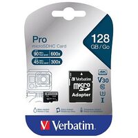 VERBATIM Pro microSDXC Card, UHS-I U3, 128 GB (47044)