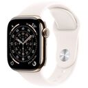 APPLE Watch Series 11 GPS + Cellular, 42mm Titangehäuse, Gold mit Sportarmband S/M, Blassrosa (MF8W4ZR/A)